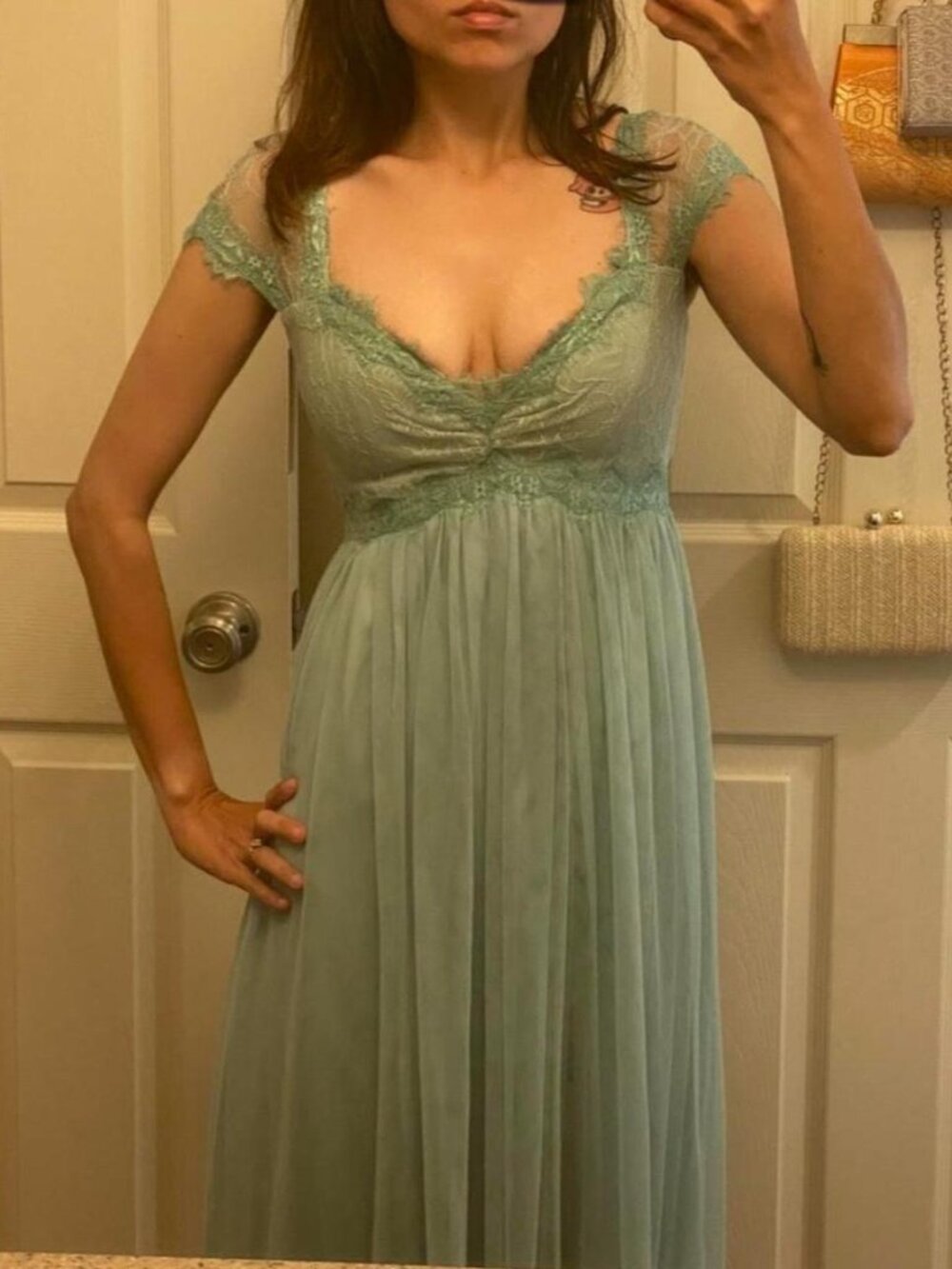NWT Little Mistress Empire Waist Lace Maxi Dress